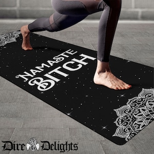 Namaste Bitch Yoga Mat,Mandala Fitness Rubber Mat, Health Goth Yoga Mat, Funny Gothic Yoga Mat, Namaste Yoga Mat, Chakra Mat, Pilates Mat