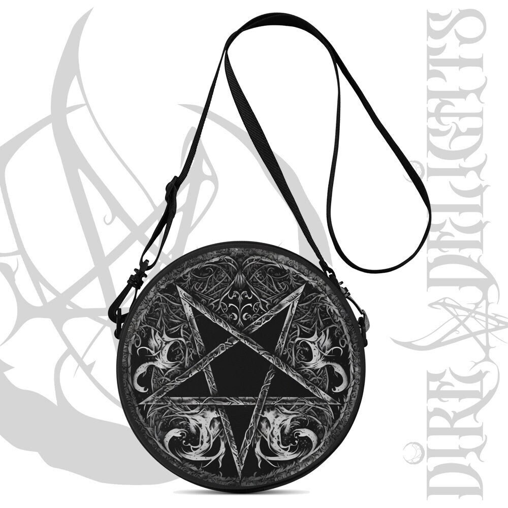 Gothic Pentagram Round Bag,gothic Punk Rocker Backpack  display picture 3