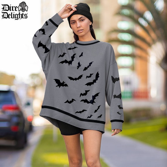 Goth Swarm of Bats Long Sweater Gothic 
