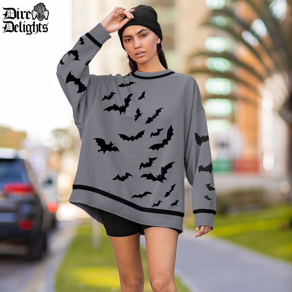 Goth Swarm of Bats Long Sweater Gothic 