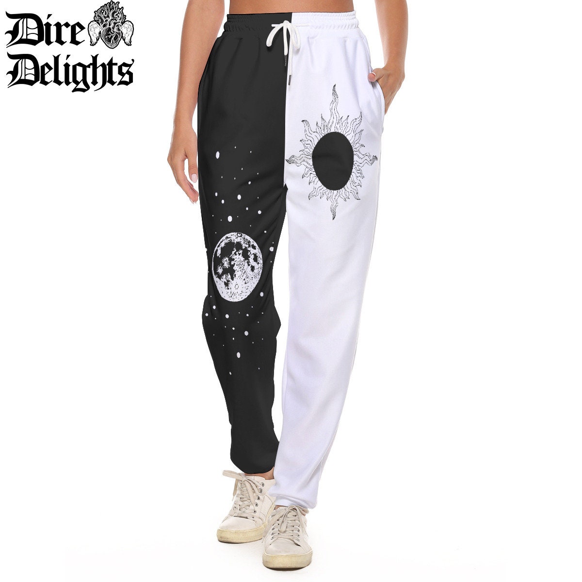 Goth Contrasting Two Tone Sun Moon Pants Black and White - Etsy