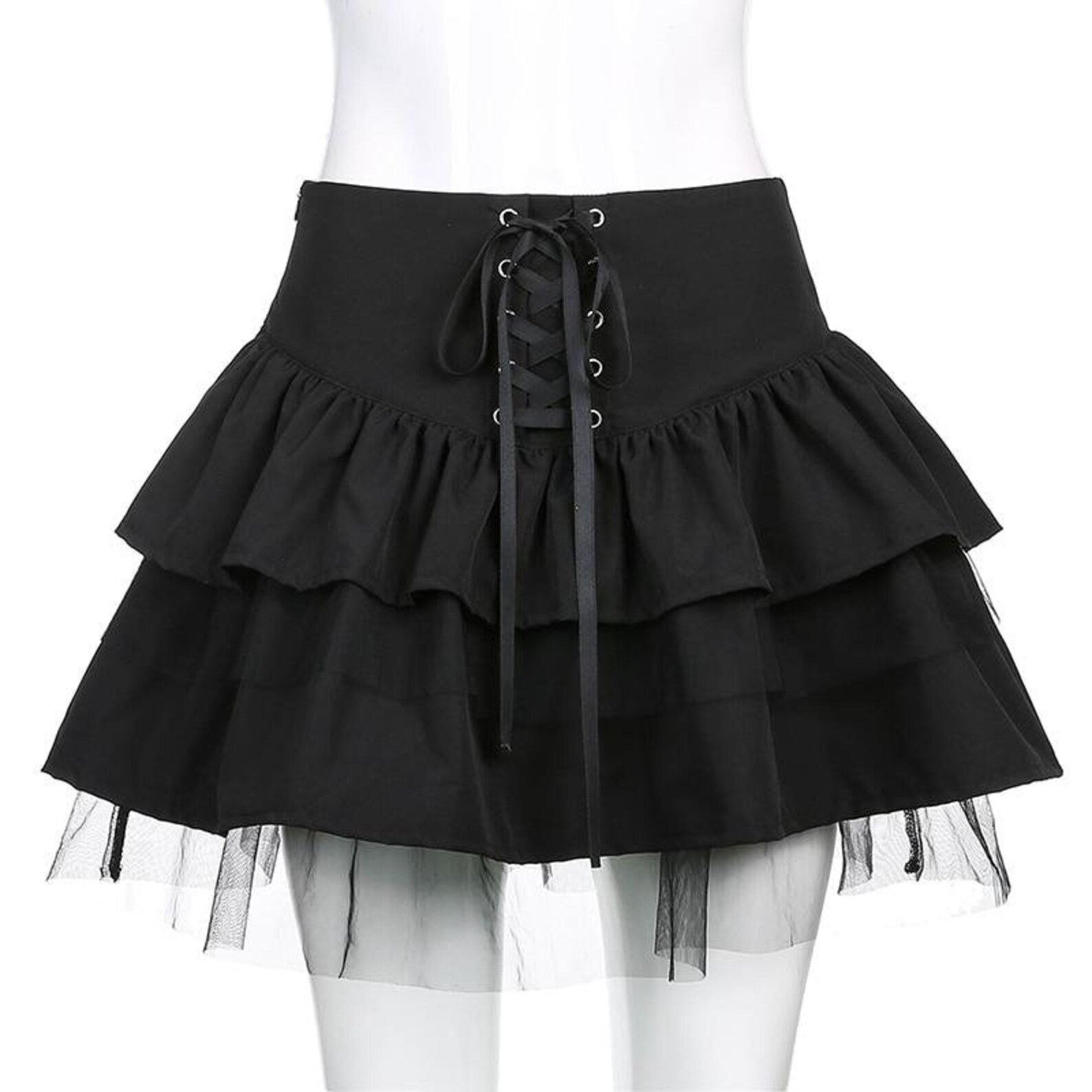 Gothic Lolita Tutu Skirt High Waist Laceup Short Plaid Wool Etsy