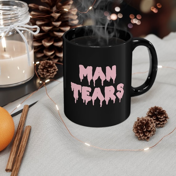 Man Tears 11oz Black Mug, Pastel Goth Crying Man, Bad Witch Mug, Funny Man Tears Coffee Mug, Witchy Tea Mug, Halloween Funny Mug