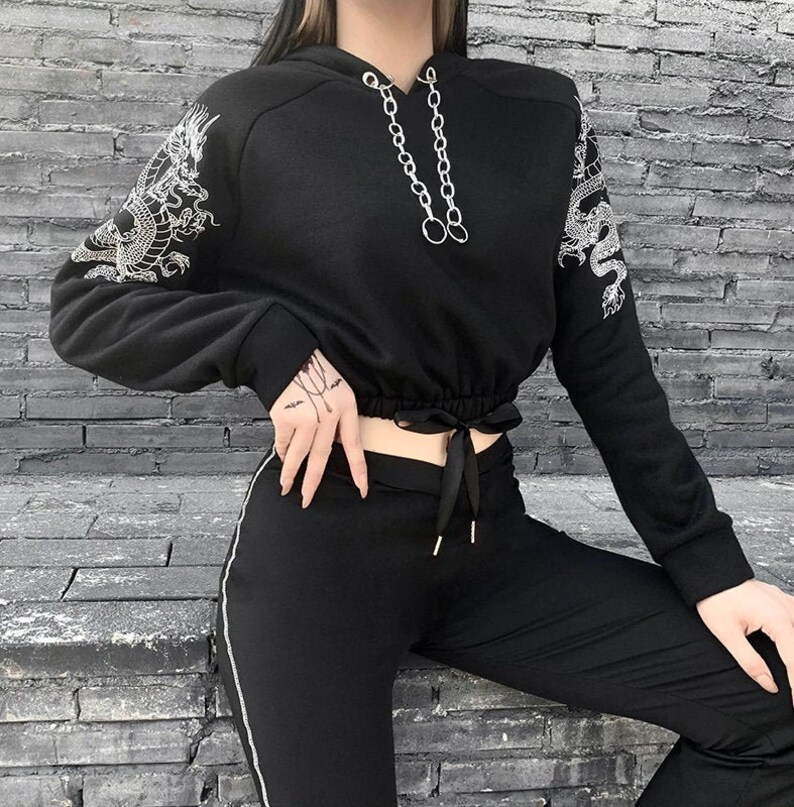 Dragon crop hoodie Clearance