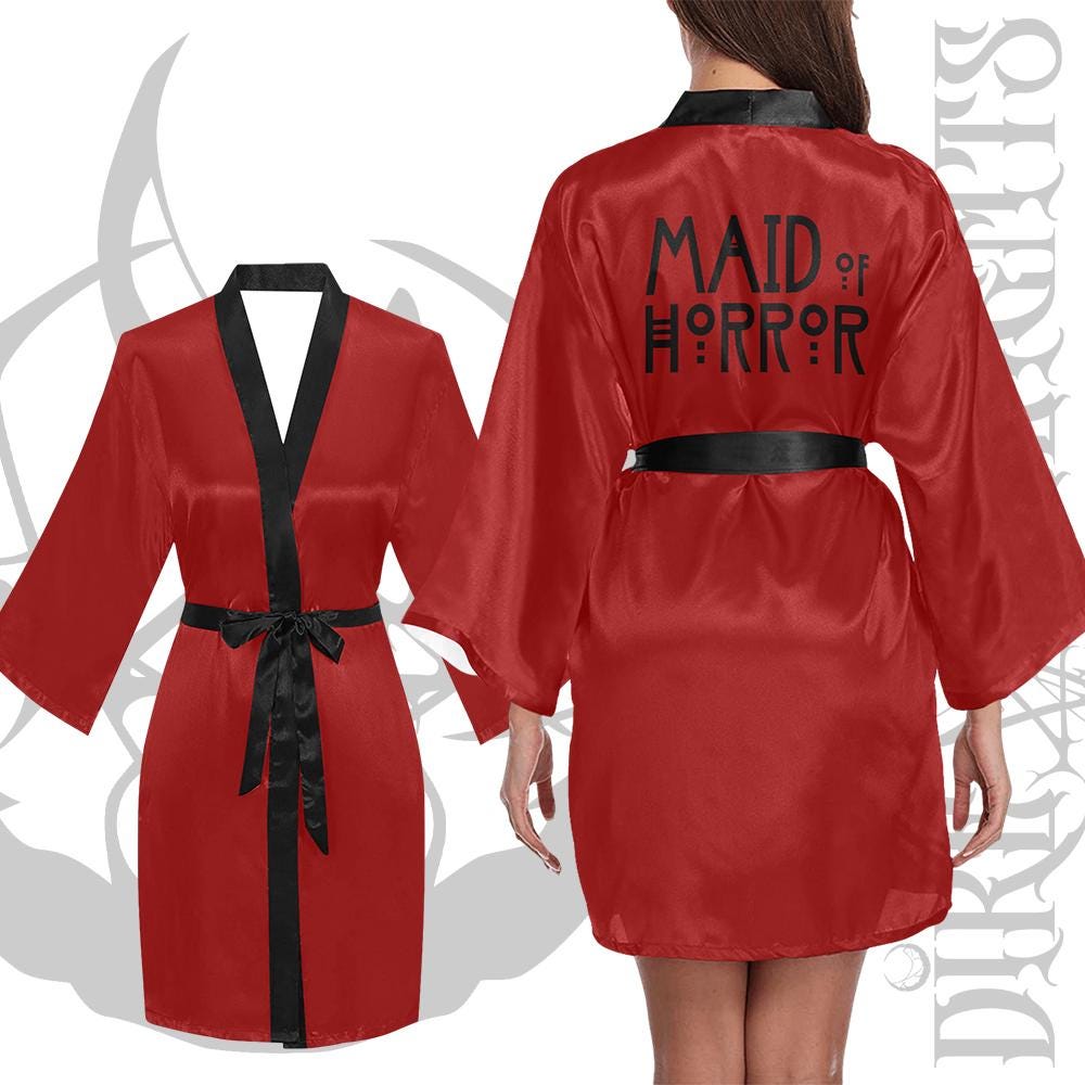 Goth Night Robe Gothic Bachelorette Burgundy Robes, Badass Bride,maid of Horror,bride's ...