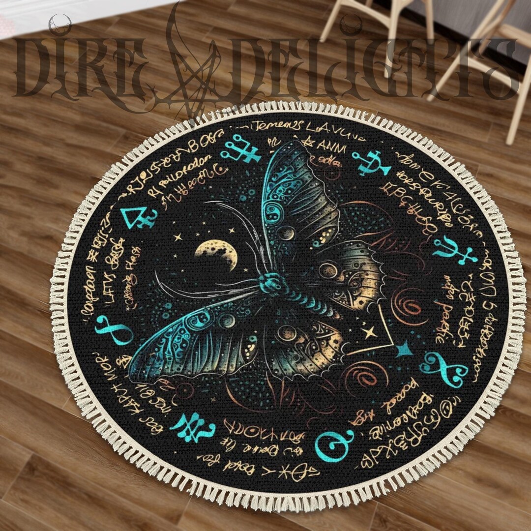 Wicca Rugs Wiccan Round Rug With Tassels,wicca Circle Runes Rug,carpet With ...
