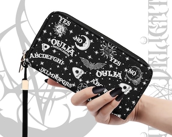 Goth Ouija Wallet,Witchy Goth Clutch Wallet,Gothic Purse,PU Leather Wallet, Halloween Wallet,Horror Lover,Spirit Board Celestial Wallet