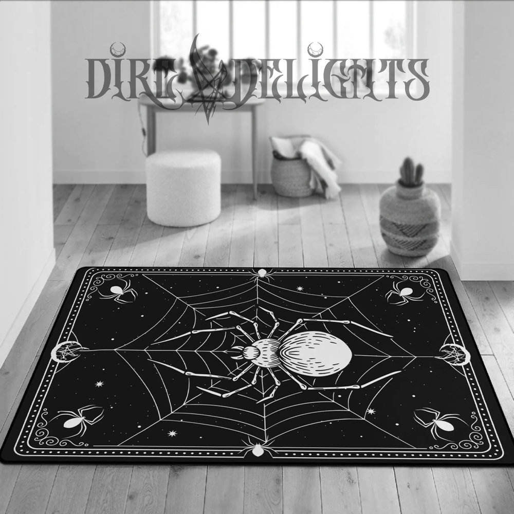 Spider Wed Rug Spider Starry Night Sky Rug, Witch Room Decor,spider Web Tarot Floor ...