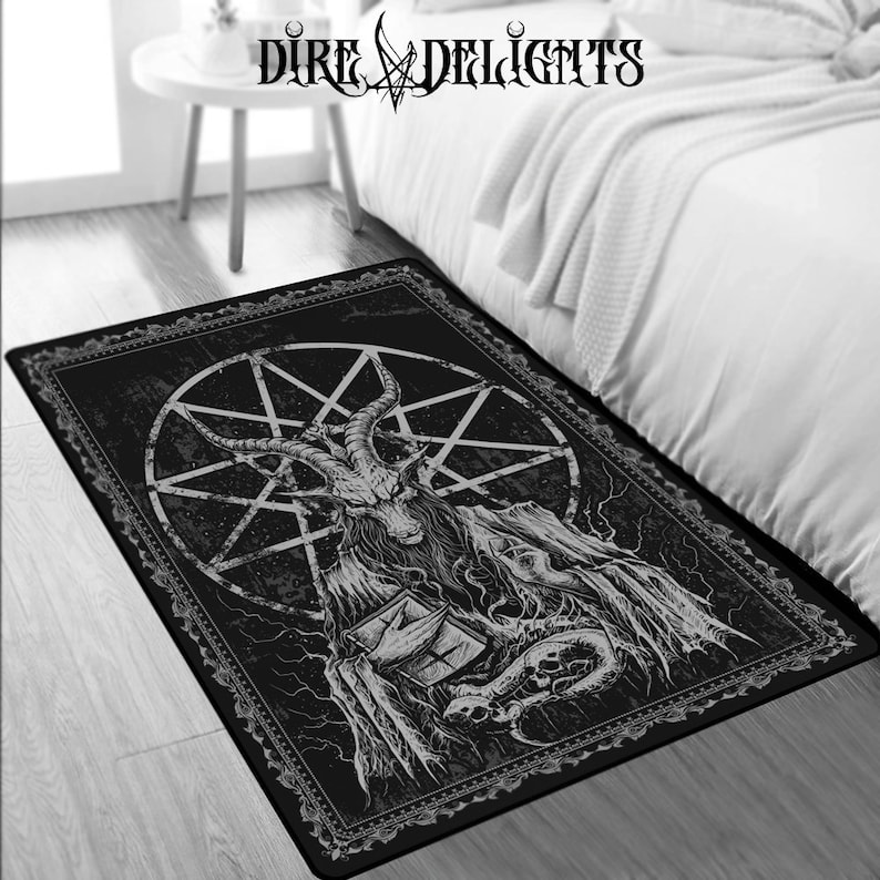 A Rug Hell Baphomet Rug, Demonic Floor Mat,metal Rock Room Decor,satan in Hell Big ...