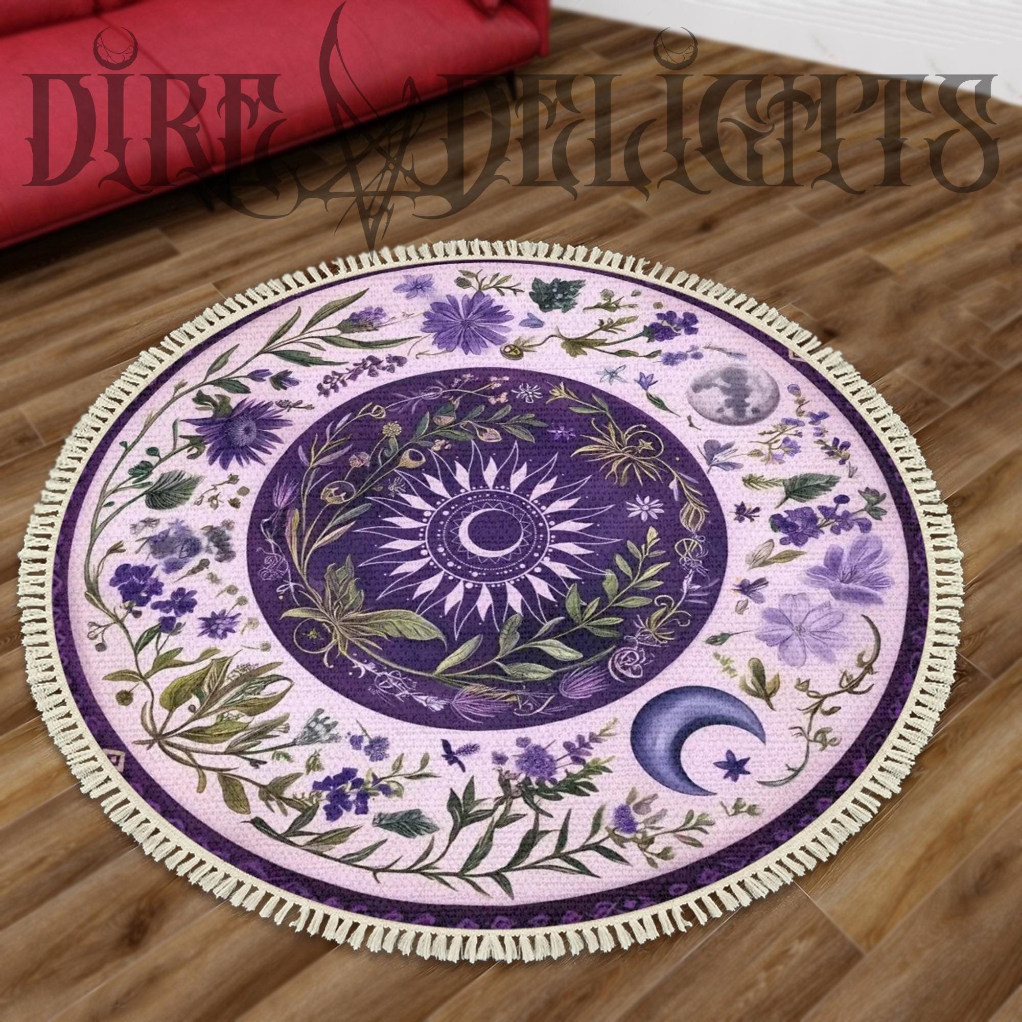 Wicca Rugs Wiccan Round Rug With Tassels,wicca Circle Runes Rug,carpet With ...