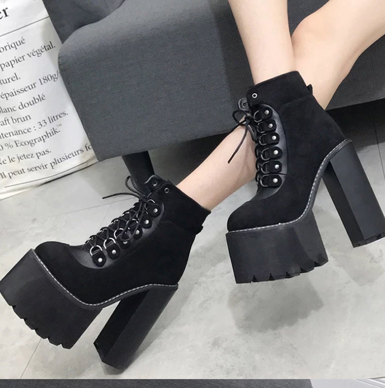 goth ankle platform boots