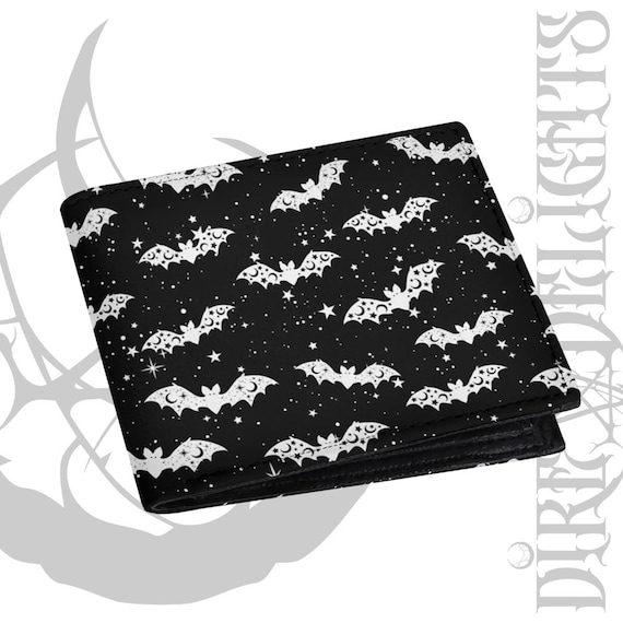 BANNED Apparel Retro Gothic Punk Rockabilly Wallet Purse With Bat Charm And Skull