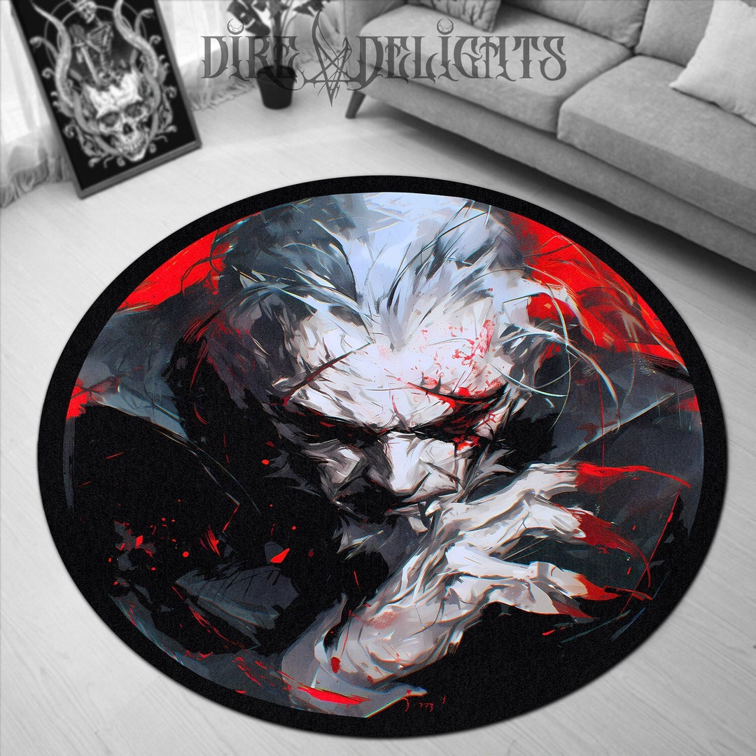 Vampire Rug Textures Creepy Vampire Round Rug, Haunted Lair Gothic Decor, Horror Vampire ...