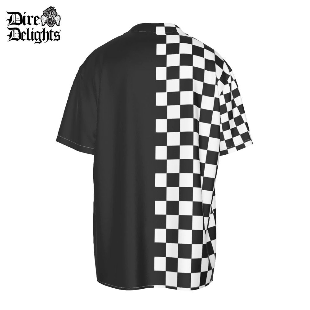 Plaid Goth Shirt,contrast Two Tone Top,half Black Half Plaid