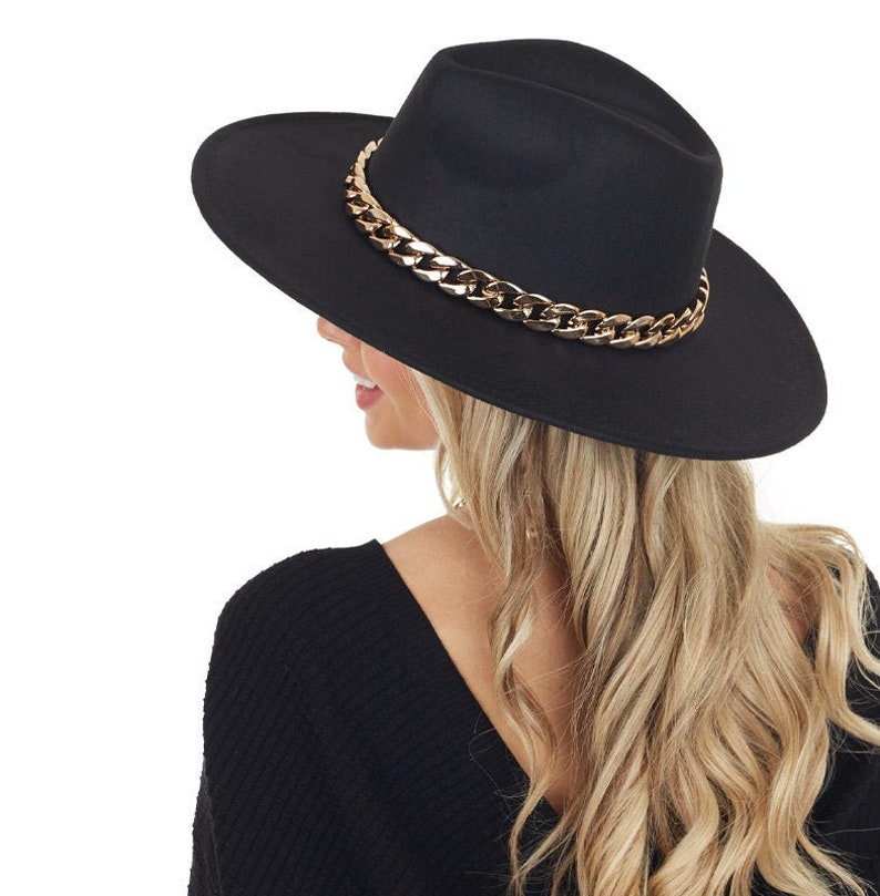 Fedora Hat With Chain Gothic Elegant Hat Punk Harajuku Hat Etsy