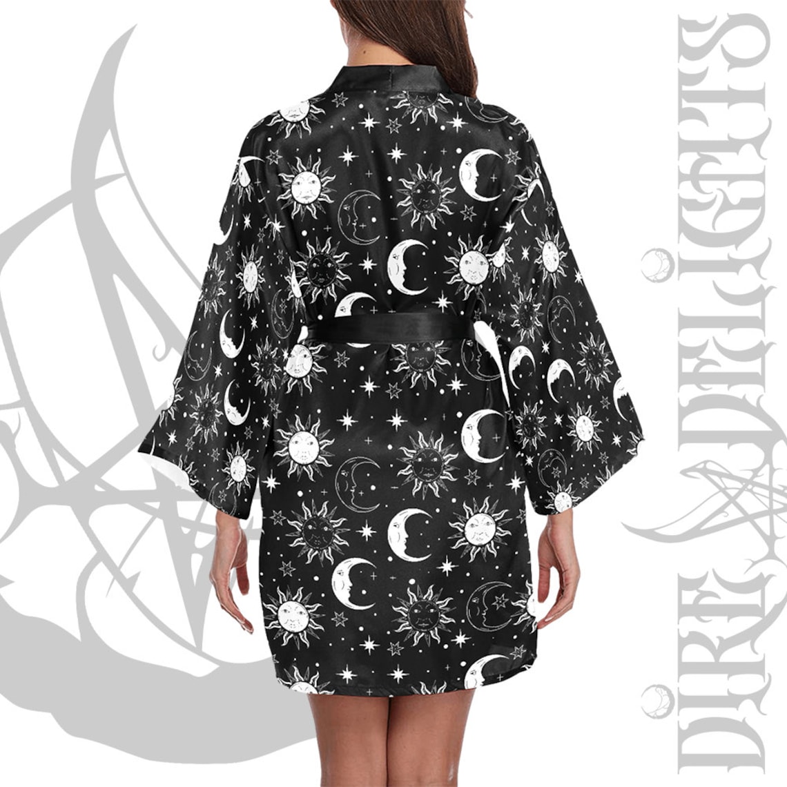 Goth Celestial Robe,sun Moon Kimono Robe,bath Robe,gothic Starry Night ...