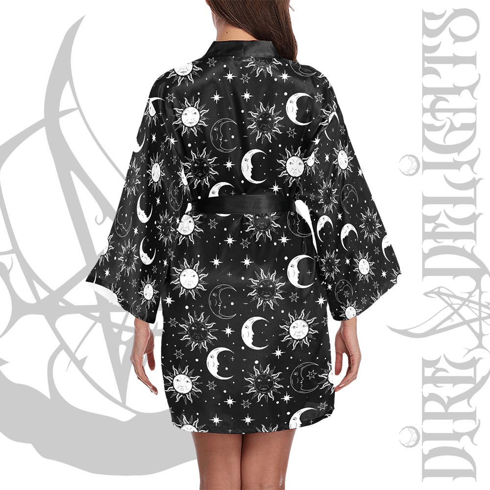Goth Celestial Robe,sun Moon Kimono Robe,bath Robe,gothic Starry Night ...