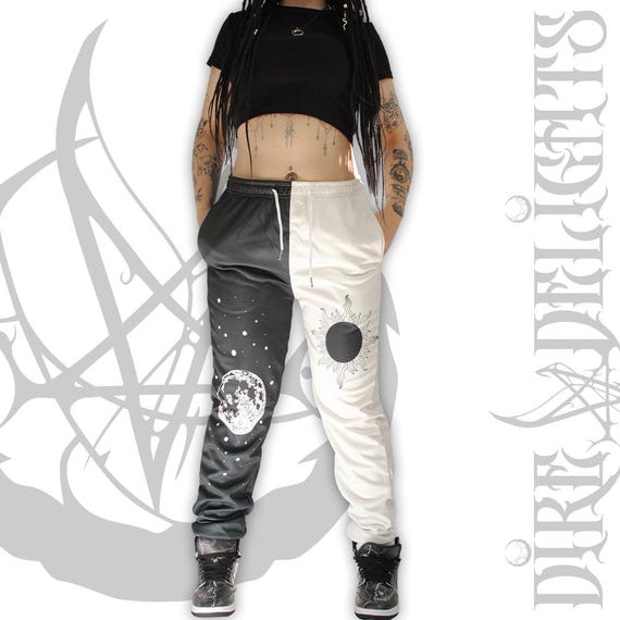 Joggers Pantaloni Meta Neri E Meta Bianchi Pantaloni MetÃ Bianchi