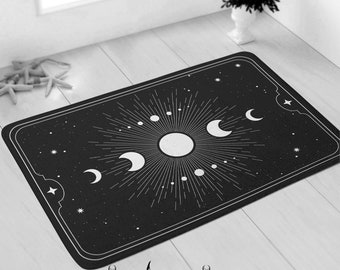 Celestial Starry Night Mat, Gothic Doormat, Goth Witchy Door Mat,Witch Home Decor, Tarot Rug, Gothic Rug,Witch Doormat, Moon Phases Mat