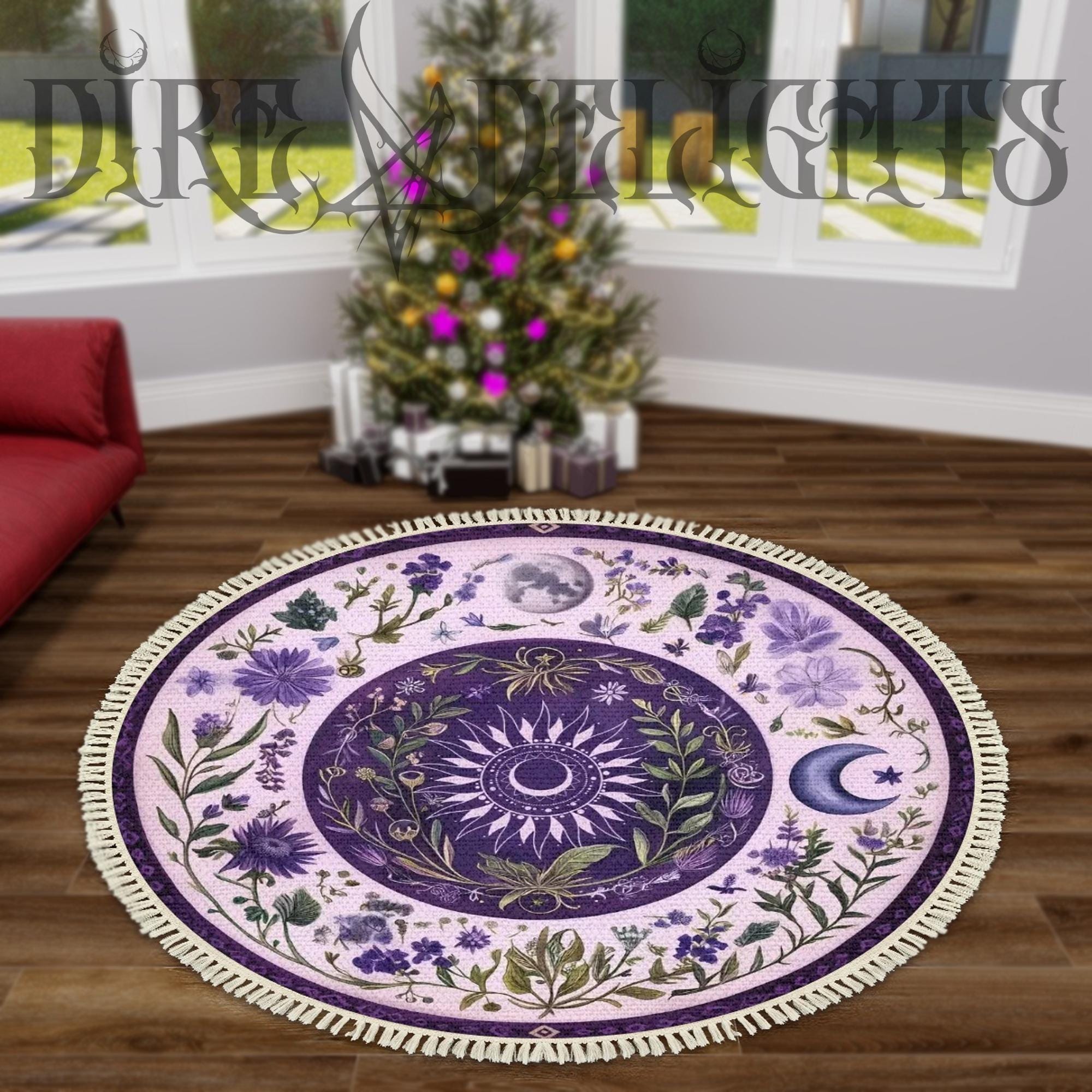 Wicca Rugs Wiccan Round Rug With Tassels,wicca Circle Runes Rug,carpet With ...