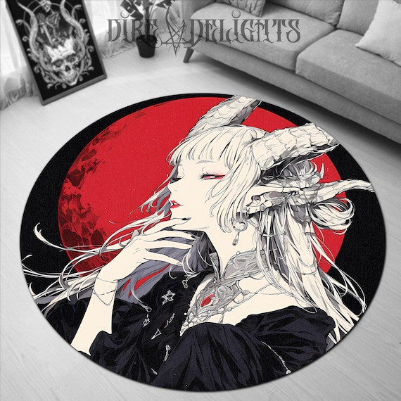 red dress yokai Japanese Oni Demon With Red Kimono Woman Art Print Yokai Folklore Wall Decor Dark Fantasy Gothic Asian Mythology Poster Horror Room Gift H73