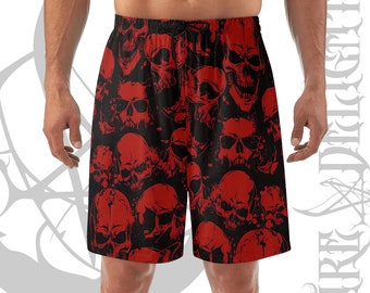 Short Gothique Têtes De Mort, Short De Plage Gothique Léger, Short Gothique, Gothcore, Shorts Punk, Pantalon Gothique Pour Homme, Maillots De Bain Gothiques, Été Gothique