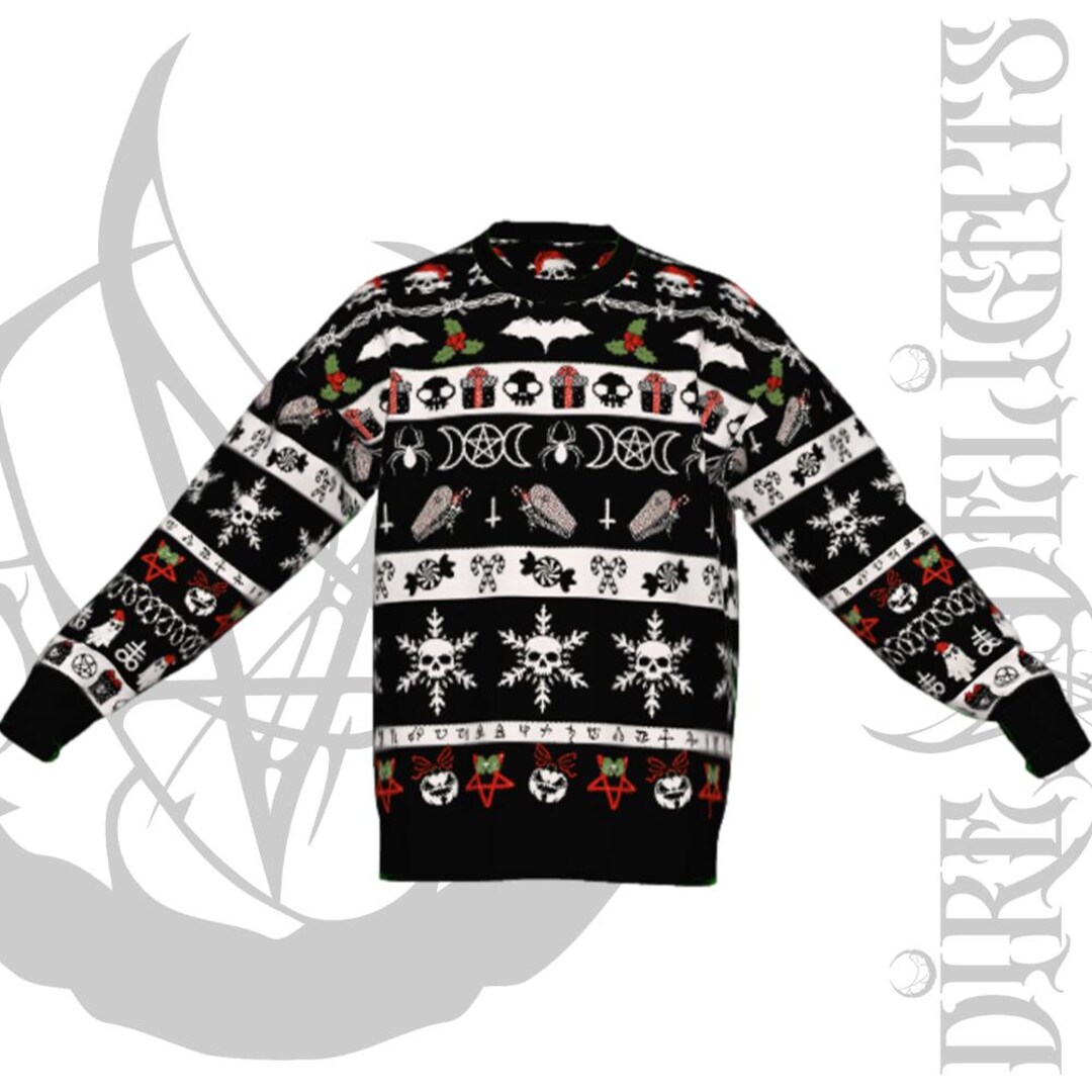 Gothic Knitted Sweater,christmas Pattern Relaxed Fit Sweater,gothmas ...