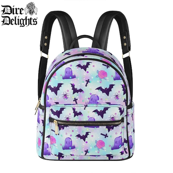 Pastel Goth Backpack PU Leather Bats Grave Spiders Gothic Punk Rocker Backpack school Backpack wicca Bag witch Bag emo Backpack Etsy