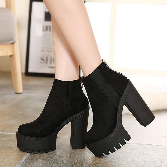 Punk Rock Boots Met Platform Hoge Hakken Lederen Dames | Etsy België