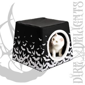 Bats Cat Waterloo| Gothic Pet Burrow | Supernatural Kitty Waterloo | Goth Cat Bedding| Spooky Halloween Cat Cave| Kittty Den