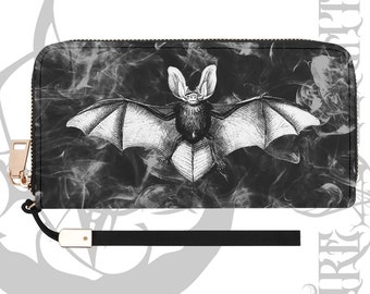 Porte-monnaie En Cuir En Forme De Chauve-souris - Style Gothique Fait Main - Ailes Repliables - Avec Clip Porte-clés - 6