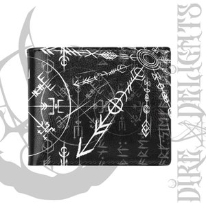 Cartera de hombre vikingo con bolsillo para monedas, billetera plegable de runas celtas, billetera de cuero PU, billetera gótica, billetera de hombre gótico, billetera celta, billetera de runas