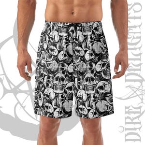 Skulls Shorts, Goth Lightweight Beach Shorts,Gothic Shorts,Gothcore,Punk Shorts,Gothic Man Pants, Gothic Swimwear,Goth Summer,Alternative