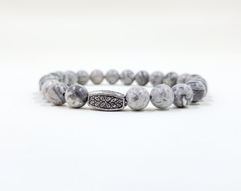 Picasso Jasper Bracelet, Gemstone Bracelet, Beaded Bracelet, Stretch Bracelet, Crystal Bracelet, Gift for Her, Gift for Him, Christmas Gift