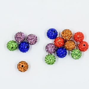 Pave Disco Ball Beads, Polymer Clay Rhinestone Beads, Grade A, Round, Mixed Color,  10mm, Multicolor