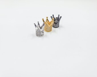 Cubic Zirconia Crown Beads, Spacer bead, Jewelry Supplies, CZ spacers, jewelry supplies, charms for bracelets, crown charms, bracelet charm