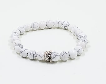 Handmade Howlite Bracelet with Natural Healing Properties - Calming and Soothing Energy for Anxiety and Stress Relief