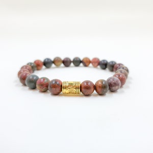 Picasso Jasper Bracelet, jasper jewelry, Mens red Bracelet, Protection Bracelet, Grounding, Calming, Natural Stone jewelry, beaded bracelet