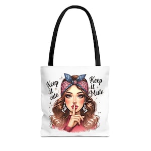 Cute Mute Shhh Tote Bag, Funny Gift for Friends, Sassy Shopping Bag, Reusable Shopping Tote, Stylish Bag for Everyday Use, Eco-Friendly Gift