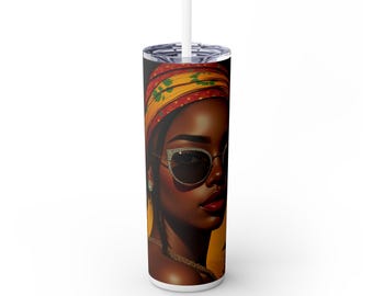 Juneteenth, Chic Art Tumbler | 20oz Skinny Drink Cup, Stylish Water Bottle, Summer Party Gift, Floral Drinkware for Her, Afrocentric Tumbler