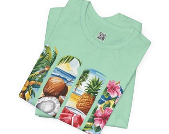 Tropical Aloha Tee, Vacation T-Shirt, Summer Vibe Shirt, Casual Graphic Tee, Gift for Beach Lovers, Luau Party Apparel