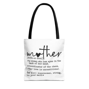 Mothers Love Tote Bag, Gift for Mom, Inspirational Bag, Mother&#39;s Day Present, Cute and Practical Tote, Eco Friendly Reusable Tote Bag