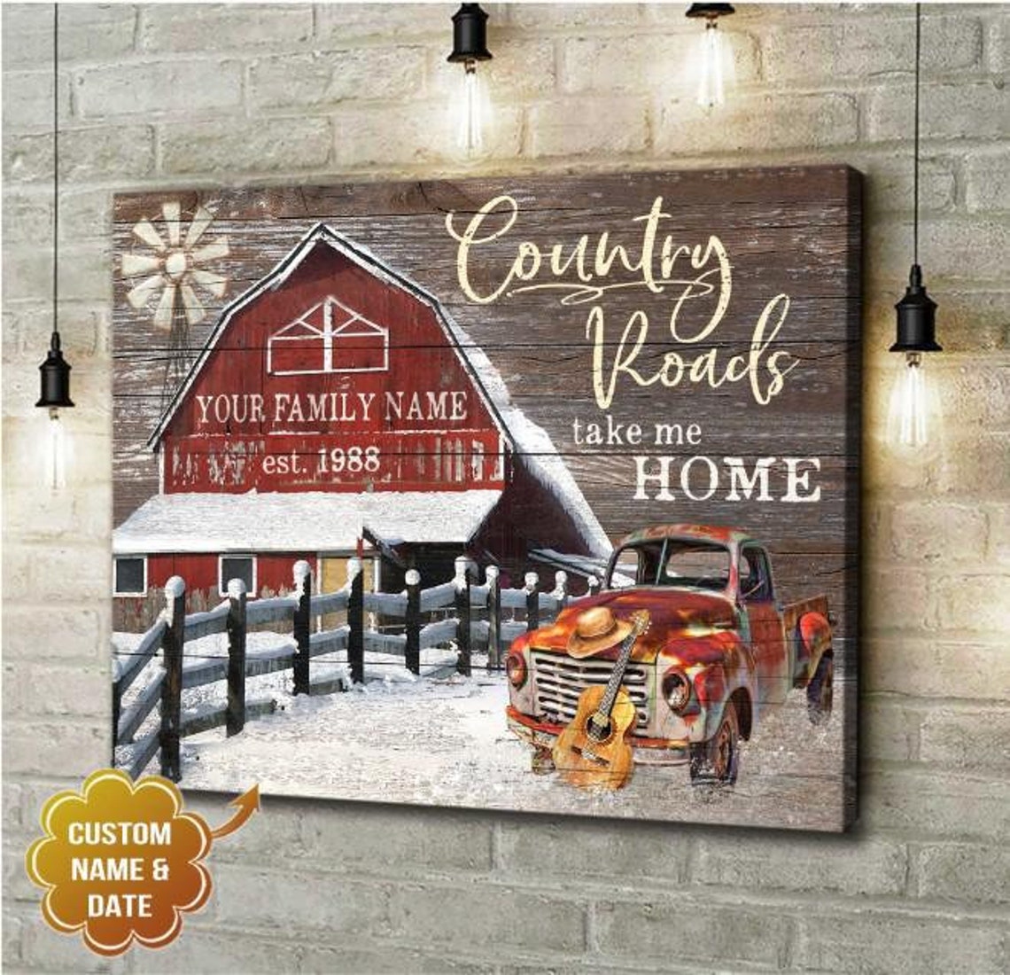Home wall art Country Roads Take Me Home Canvas Gaming Etsy