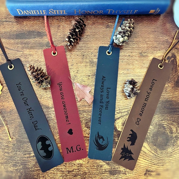 Personalized Full Grain Leather Bookmark, Christmas Gift For Him, Her, Groom Husband, Boyfriend Birthday, Anniversary, Graduation, Marriage,
