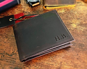 Mens Leather Wallet, Personalized Gift for Father, Him, Boyfriend, Anniversary, Christmas, Husband, Dad, Custom Handwriting Engraved WALLET