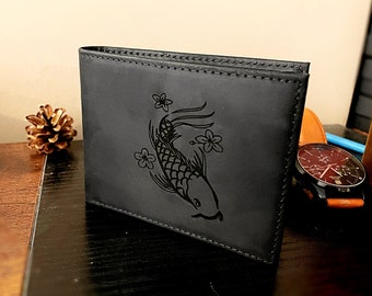 Mens Leather Wallet, Personalized Gift for Father, Him, Boyfriend, Anniversary, Christmas, Husband, Dad, Custom Handwriting Engraved WALLET