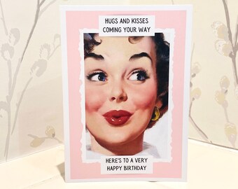 Carte D Anniversaire Retro Etsy