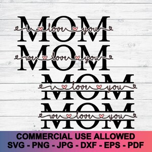 Mom Svg, MOM Monogram Svg, Mother's Day Svg, Mom Split Svg, Mom Sliced Svg, Svg for Mom, Mom Appreciation, Mom Svg Design