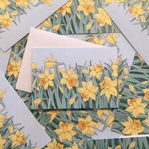 Daffodils Flowers Greeting Cards: Handmade Art Print with Coloring Card
