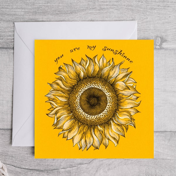Sunflower Greeting Card - Handmade Greeting Card - Folded Greeting Card - You are my sunshine Card
